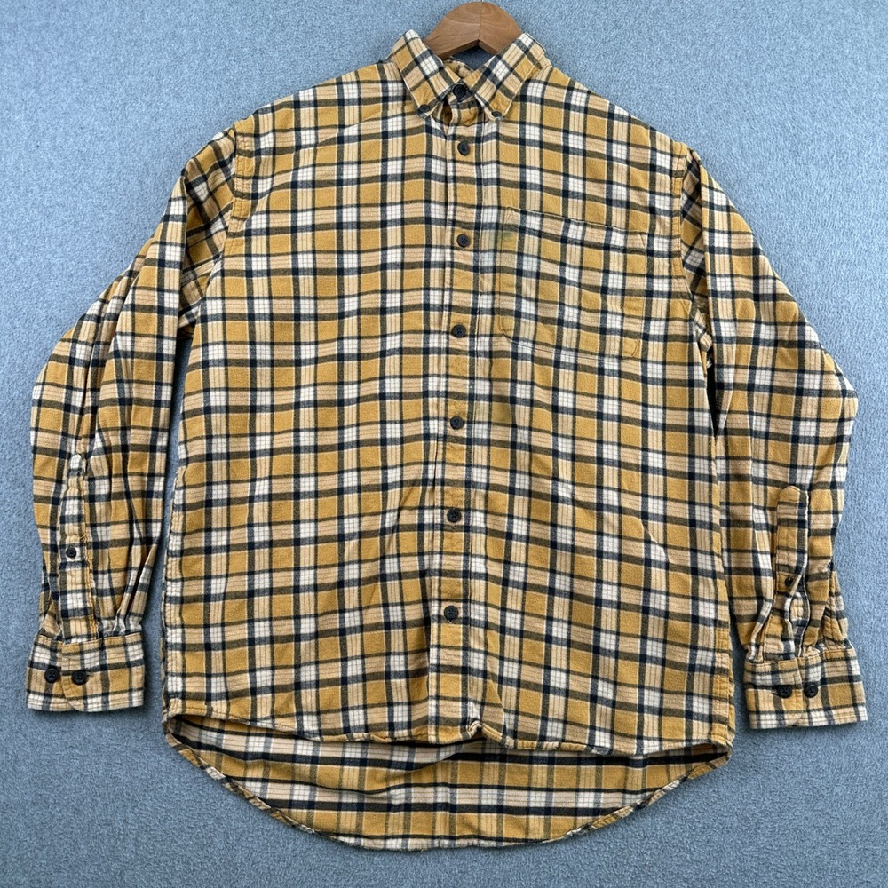 Cabela's‎ Flannel Shirt Mens Medium Yellow Plaid Long Sleeve Button Down